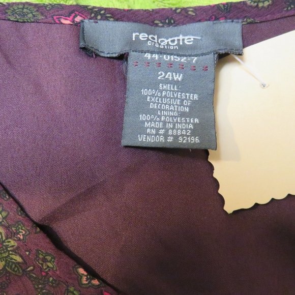 REDOUTE CREATION TUNIC BLOUSE ** SIZE 24 W  **poly - Picture 10 of 11
